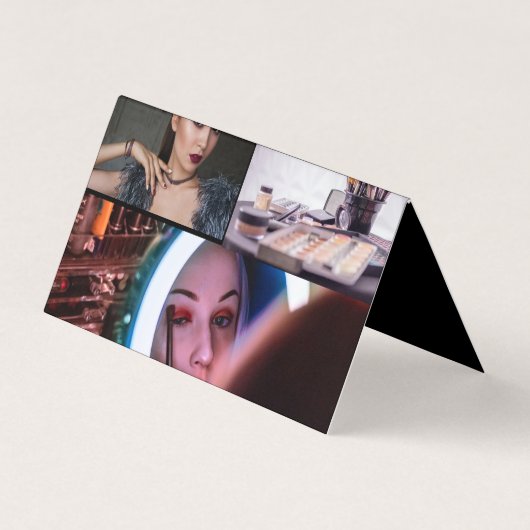 Moderne roze en achterzijde 4 Monogram fotoscript Visitekaartjes (Achterkant)