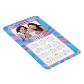 Moderne roze en blauwe Abstracte patroonmonogram Magneet (Rechterzijde)