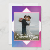 Moderne roze en blauwe bruiloft bedankkaart (Voorkant)