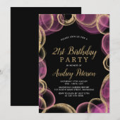 Moderne Roze en Gouden Cirkel Zwart 21e Verjaardag Kaart (Voorkant / Achterkant)