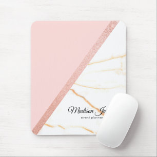 Moderne Roze en Gouden Marmer Glitter Muismat