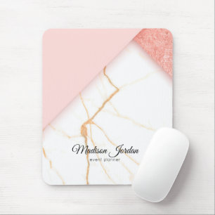 Moderne roze en gouden marmer muismat