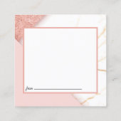Moderne Roze en Gouden Marmeren Datum Nacht Kaart Vierkante Visitekaartje (Achterkant)