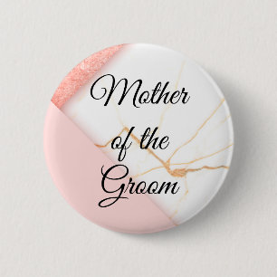 Moderne Roze en Gouden Marmeren Moeder van de Brui Ronde Button 5,7 Cm