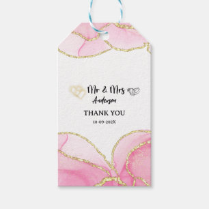 Moderne Roze en Gouden Mijnheer en Mevrouw Cadeaulabel