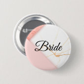 Moderne roze en goudmarmer bride ronde button 5,7 cm (Voorkant /achterkant)