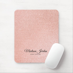 Moderne roze en goudmarmer Glitter Muismat