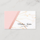 Moderne roze en goudmarmer Glitter Visitekaartje (Voorkant)