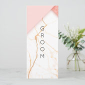 Moderne roze en goudmarmer met voorbehouden stoel menu (Staand voorkant)