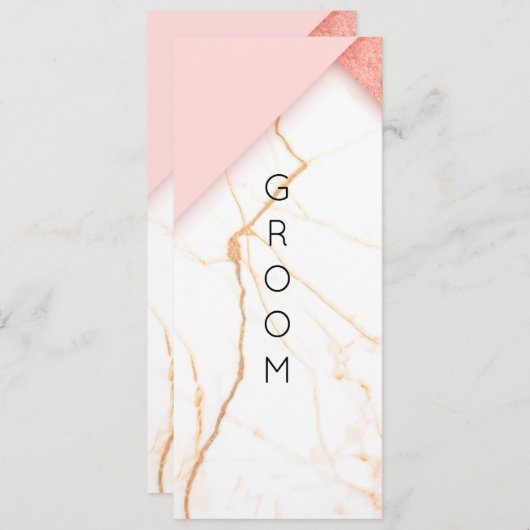 Moderne roze en goudmarmer met voorbehouden stoel menu (Voorkant / Achterkant)