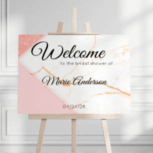 Moderne roze en goudmarmer Poster