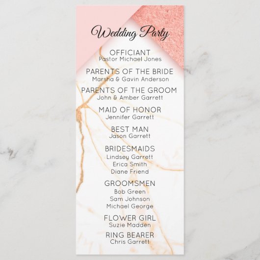 Moderne roze en goudmarmer programma (Achterkant)