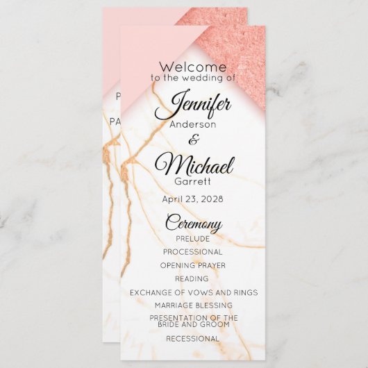 Moderne roze en goudmarmer programma (Voorkant / Achterkant)