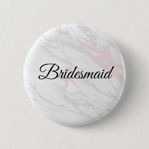 Moderne roze en grijze marmer Bridesmaid Ronde Button 5,7 Cm