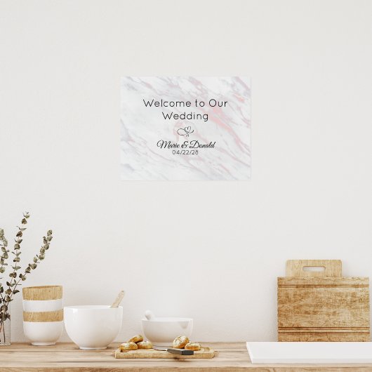 Moderne roze en grijze marmer bruilding poster (Keuken)