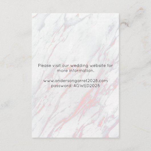 Moderne roze en grijze marmer informatiekaartje (Achterkant)