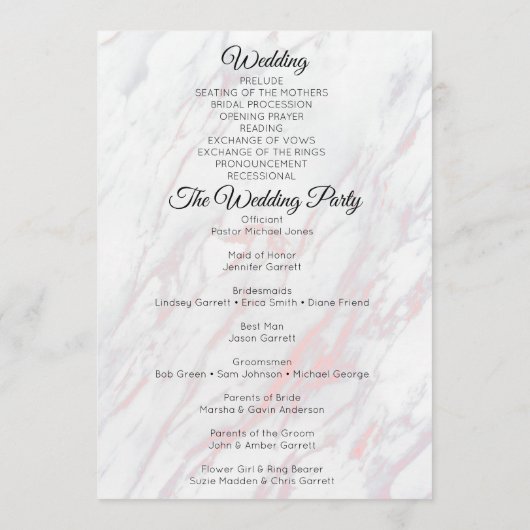 Moderne roze en grijze marmer programma (Achterkant)