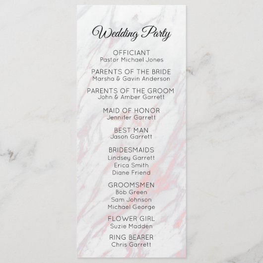 Moderne roze en grijze marmer programma (Achterkant)