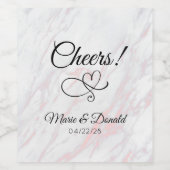 Moderne roze en grijze marmer wijn etiket (Enkel label)