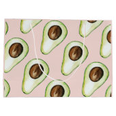 Moderne roze en groene Avocado-patroon met naam Groot Cadeauzakje (Achterkant)