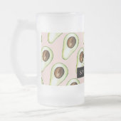 Moderne roze en groene Avocado-patroon met naam Matglas Bierpul (Links)