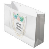 Moderne roze en groene Waterverf Groot Cadeauzakje (Voorkant Gekanteld)