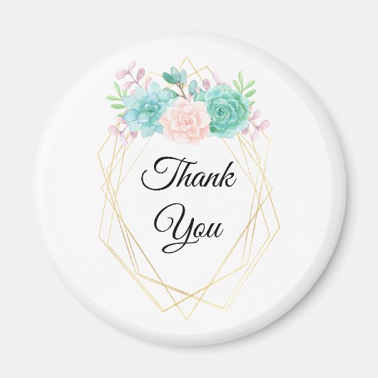 Moderne roze en groene Waterverf Succulente Bedank Magneet (Voorkant)