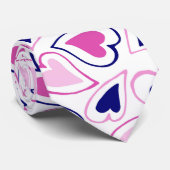 Moderne roze en marineblauw hartpatroon stropdas (Opgerold)