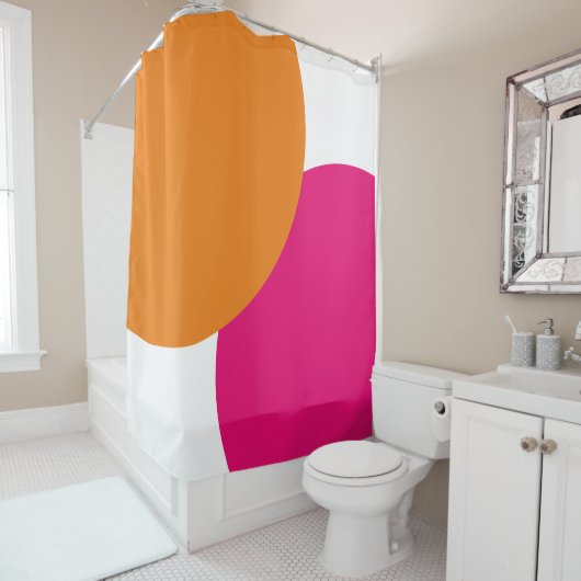 Moderne roze en Oranje Abstract Douchegordijn (In situ)