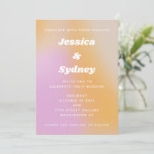 Moderne roze en Oranje Abstracte kunstbruiloft Kaart (Staand voorkant)