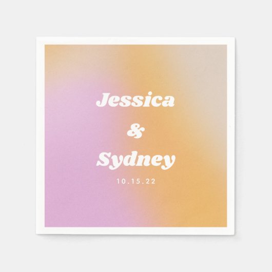 Moderne roze en Oranje Abstracte kunstbruiloft Nap Servet (Voorkant)