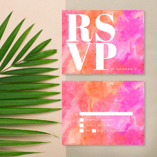 Moderne Roze en Oranje Krachtige Minimalistische T RSVP Kaartje