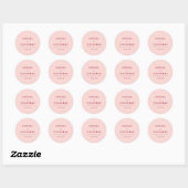 Moderne roze en rode minimaal elegante bruiloft ronde sticker (Vel)