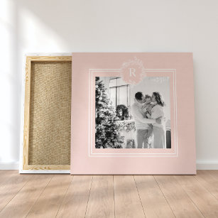 Moderne roze en wit   Foto van de familie   INITIA Canvas Afdruk