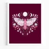 Moderne roze en witte Abstracte moth-illustratie Poster