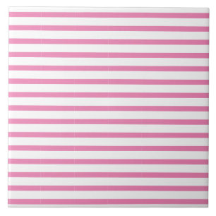 Moderne roze en witte band patroontegel tegeltje
