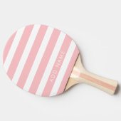 Moderne Roze en Witte Gestreepte Patroon Aangepast Tafeltennisbatje (Zijkant)