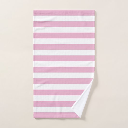 Moderne roze en witte streep bad handdoek (Handdoek)