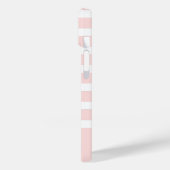 Moderne Roze en Witte Streep met Monogram Case-Mate iPhone Case (Achterkant / Links)