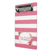 Moderne roze en witte strepen mini klembord (Angled2)