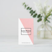 Moderne roze en witte unieke  visitekaartje (Staand voorkant)