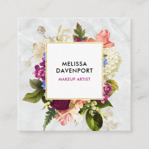 Moderne roze en witte Waterverf Floral Bouquet Vierkante Visitekaartje