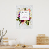 Moderne roze en witte Waterverf - Floral Wedding Poster (Keuken)