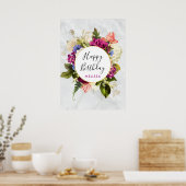 Moderne roze en witte Waterverf Poster (Keuken)