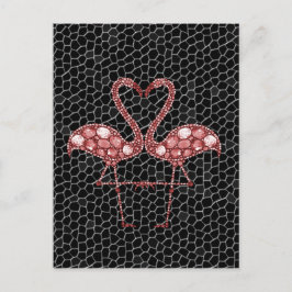 Moderne roze en zwarte Flamingo Abstract Briefkaart