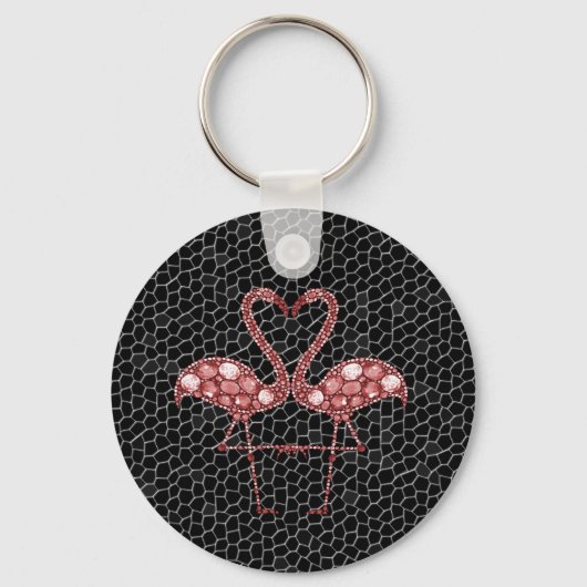 Moderne roze en zwarte Flamingo Abstract Sleutelhanger (Voorkant)