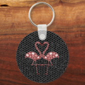 Moderne roze en zwarte Flamingo Abstract Sleutelhanger (Voorkant)