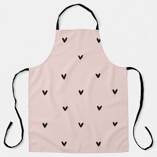 Moderne roze en zwarte hartspatroon schort (Voorkant)