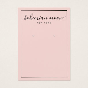 Moderne roze en zwarte script oorringkaart visitekaartje