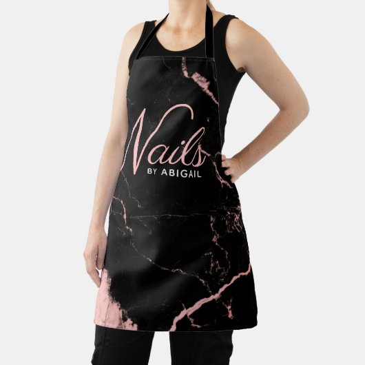 Moderne roze en zwarte standaard stylist schort (Insitu)